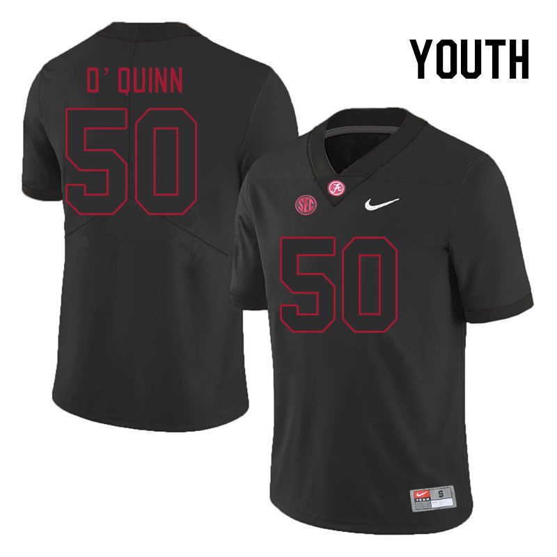 Youth #50 Brock O'Quinn Alabama Crimson Tide College Footabll Jerseys Stitched Sale-Black